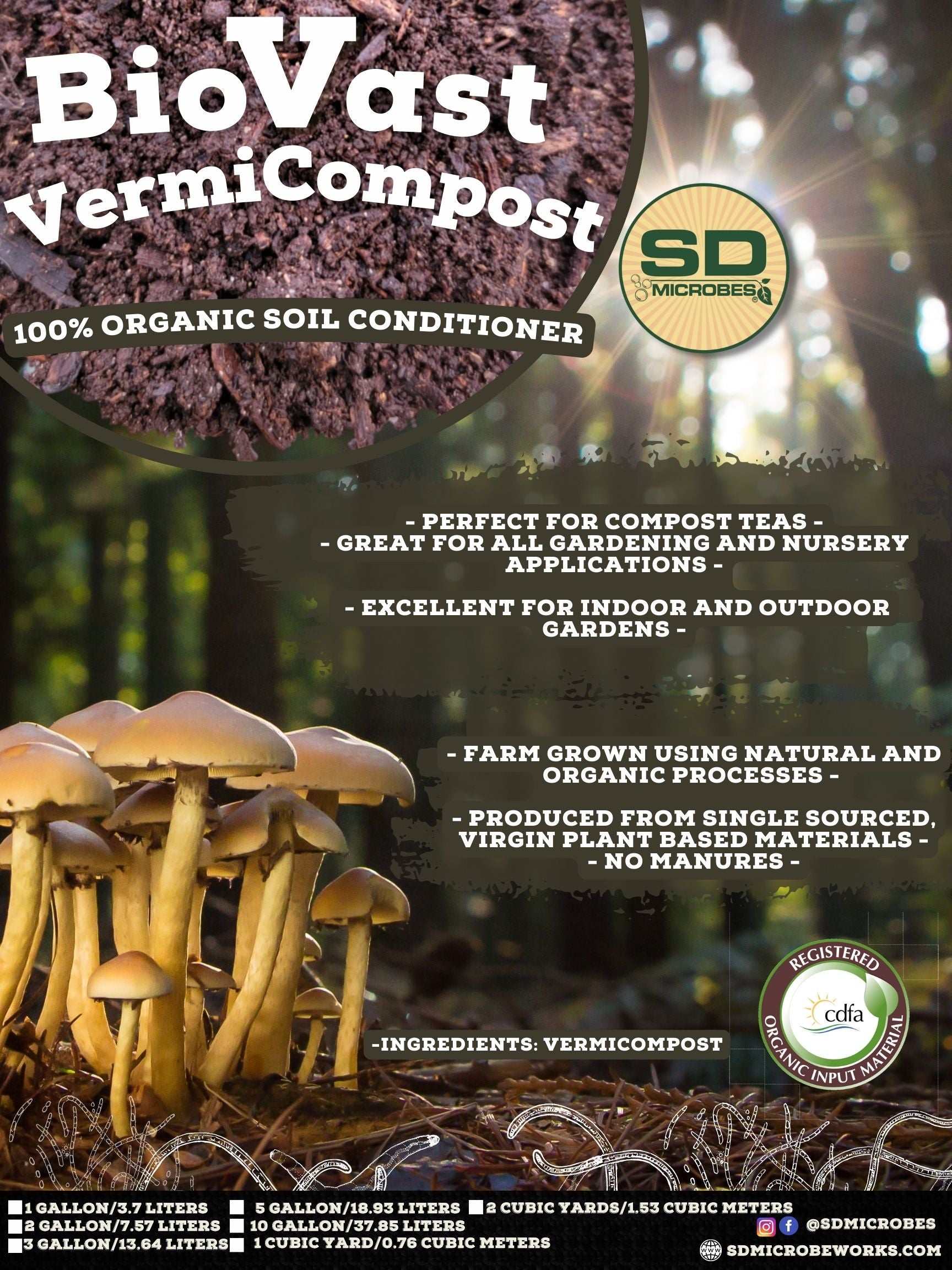 vermicompost for indoor plants BioVast VermiCompost 100% Organic Soil Conditioner 1 yard